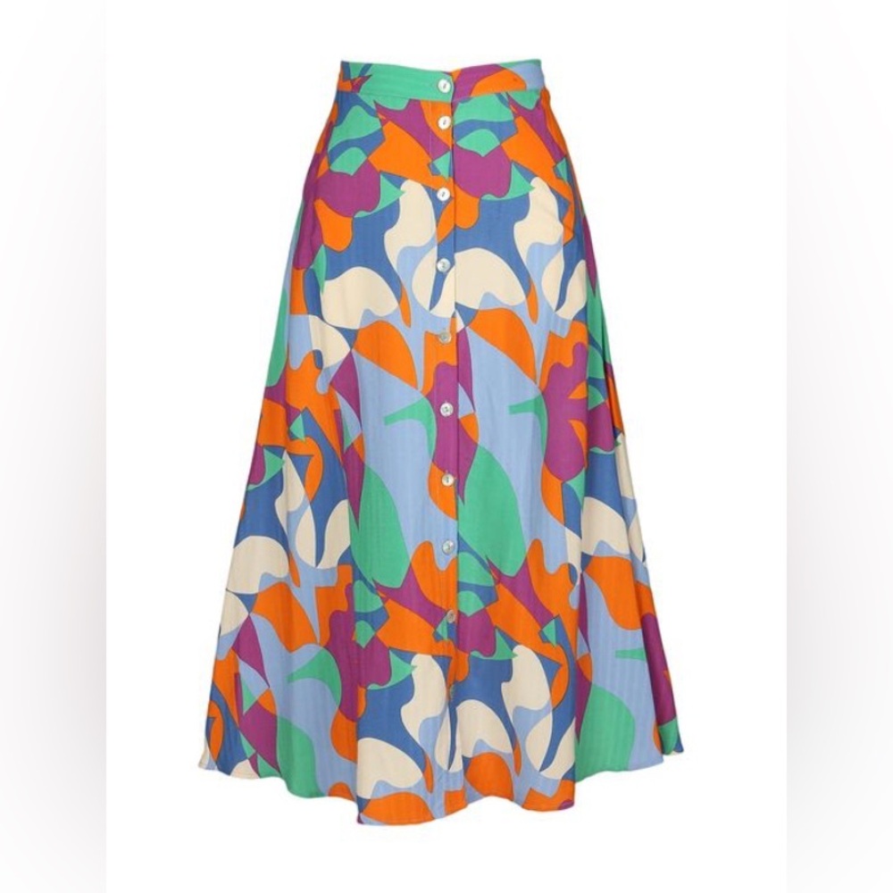 FRNCH Colorful Abstract Midi Skirt